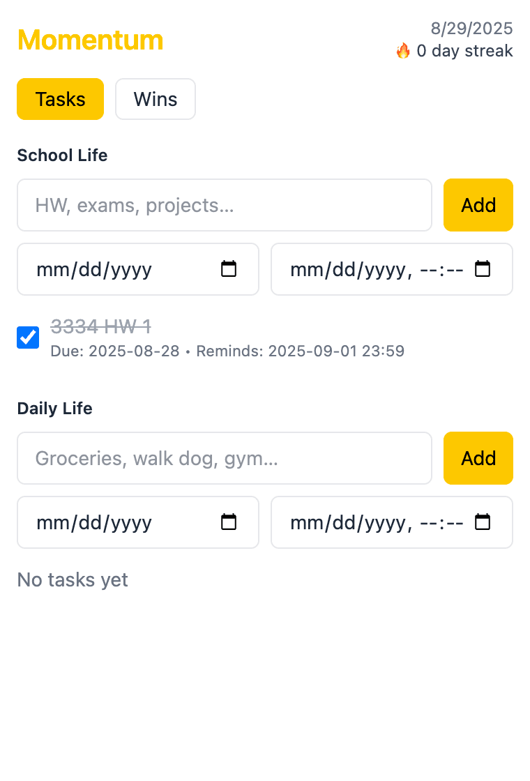 Momentum Chrome Extension preview